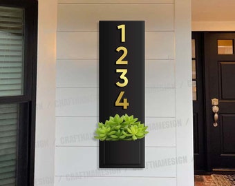 Benutzerdefinierte Sukkulenten Planter Hausnummer Schild, langlebige moderne handgefertigte Adresse Planter Box, wetterbeständiger Stahl Adresse Pflanzer