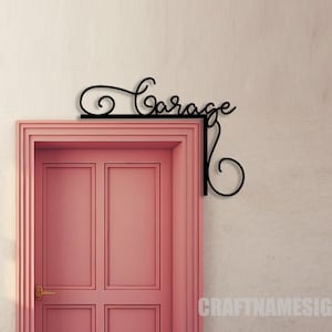 Garage Workshop Door Corner Metal Wall Art, Garage Door Topper, Car Service Garage Door Hanging, Modern Papa&#39;s Garage Room Door Decor