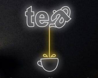 Tea Break Neon Sign, Tea Time Led Sign, Custom Neon Sign, Coffee And Tea Wall Decor, Coffee Tea Bar Led Light Art, Bakery And Tea Sign