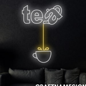 Tea Break Neon Sign, Tea Time Led Sign, Custom Neon Sign, Coffee And Tea Wall Decor, Coffee Tea Bar Led Light Art, Bakery And Tea Sign
