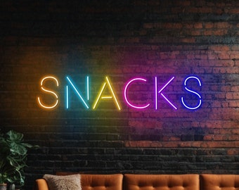 Snack Bar Neon Sign For Grocery Store & Supermarket Decor, Custom Neon Sign, Snack Restaurant Art, Snack Lover Gifts, Snack Bar Neon Decor
