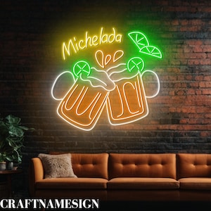 Open Michelada Cocktail Bar Neon Sign, Mexican Michelada Cocktails Led Sign, Custom Neon Sign, Cocktail Bar Wall Decor, Bar Pub Wall Art
