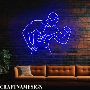 Muscle Man With 6 Pack Neon Sign, Sexy Man Body Led Sign, Custom Neon Sign, Gay LGBT Room Wall Art Led Light, Muscular Men Gym Room Decor