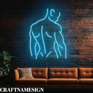 Body Man Line Art Neon Sign, Sexy Man Body Led Sign, Custom Neon Sign, Man Cave Decor, Gay LGBT Room Wall Art, Muscle Man Gym Club Decor