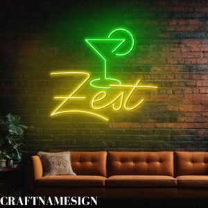 Zest Wine Neon Signboard, Zest Wine Bar Led Light, Custom Neon Sign, Open Wine Bar Pub Wall Decor, Grand Opening Wine Bar Night Light