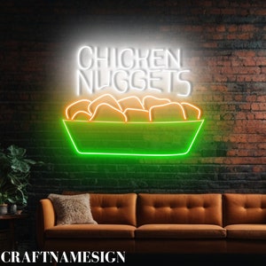 Chicken Nuggets Neon Sign, Chicken Fried Nuggets Led Sign, Custom Neon Sign, Chicken Restaurant Light, Chicken Fried Nuggets Lover Gifts