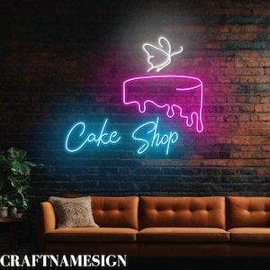 Cake Shop Neon Sign, Birthday Cake Shop Led Sign, Custom Neon Sign, Kitchen & Bakery Wall Decor, Open Birthday Bakery Neon Led Light