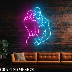 Bride And Groom Neon Sign, Wedding Bride And Groom Led Sign, Custom Neon Sign, Wedding Party Wall Decor, Valentine&#39;s Day Decor, Gift For Her