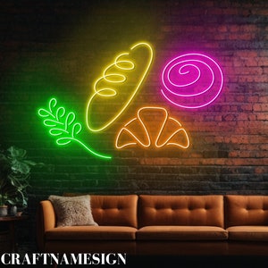 Bread Croissant Neon Sign, Grand Opening Bakery Led Sign, Custom Neon Sign, Bakery Bread Store Wall Decor, Croissant Shop Open Sign