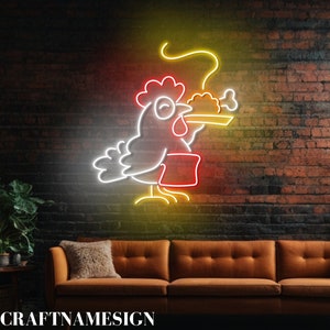 Chicken Chef Neon Sign For Fried Chicken Restaurant Led Sign, Custom Neon Sign, Fried Chicken Restaurant Light, Chicken Shop Open Signboard