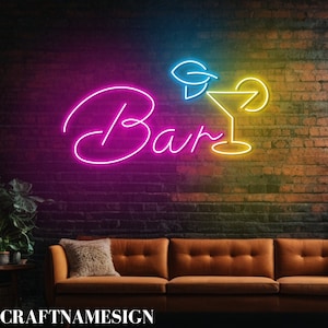 Open Bar Neon Signboard, Cocktail Bar Led Light, Custom Neon Sign, Open Wine Bar Pub Wall Decor, Cocktail And Wine Bar Night Light Wall Art