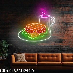 Sandwich Coffee Led Sign, Sandwich Coffee Shop Neon Sign, Custom Neon Sign, Sandwich Restaurant Decor, Breakfast Restaurant Wall Decor