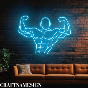 Gymmer Pose Neon Sign, Sexy Muscle Man Body Led Sign, Custom Neon Sign, Gay LGBT Room Wall Art Led Light, Muscular Men Gym Room Decor