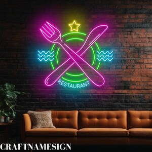 Diner Knife Fork Neon Sign, Diner Restaurant Led Sign, Food Shop Sign, Diner Restaurant Wall Art, Restaurant Kitchen Decor, Dining Room Sign