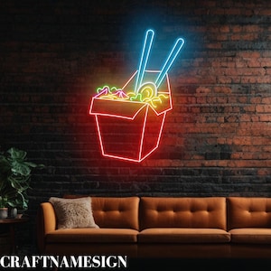 Chiński Ramen Take Out Box Neon Sign, Chinatown Ramen Led Sign, Niestandardowy Neon Sign, Dekoracja Chińskiego Sklepu Spożywczego, Chińska Sztuka Ścienna Z Makaronem Ramen