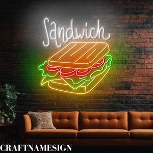 Open Sandwich Fast Food Shop Led Sign, Sandwich Neon Sign, Custom Neon Sign, Sandwich Restaurant Decor, Sandwich Store Wall Led Light