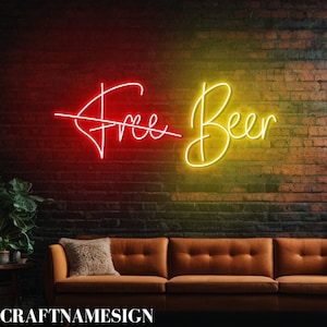 Free Beer Neon Light, Free Beer Led Sign For Beer Bar Neon Night Light Decor, Custom Neon Sign, Open Beer Club Neon Led Wall Hanging Decor