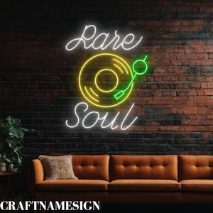 Rare Soul Neon Sign, Rare Soul Record Led Sign, Custom Neon Sign, Retro Record Player Decor, 90s Music Club Light, Music Studio Wall Art