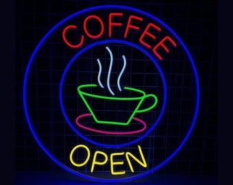 Coffee Open Neon Sign, Coffee Bar Led Sign, Custom Neon Sign, Coffee Shop Wall Decor, Coffee Lover Gifts, Cafe Coffee Store Wall Art