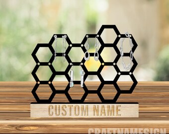 Joyería personalizada Organizador de colmena de abejas Percha de joyería Collar de acero inoxidable Percha Soporte de anillo Collar Pendiente Exhibición Regalo para amantes de las abejas
