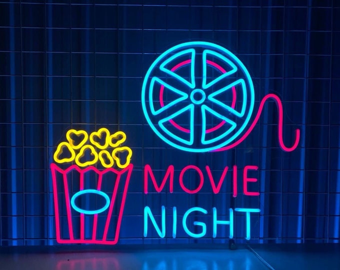 Movie Night Neon Sign, Cinema Led Sign, Custom Neon Sign, Movie Theater Wall Decor, Watching Movie Lover Gifts, Cinema Neon Led Light