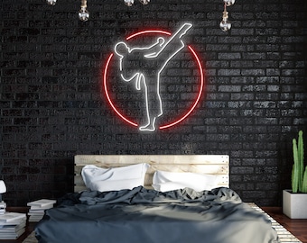 Boy Taekwondo Martial Arts Neon Wall Art - LED Light - Personalized Kid TaeKwonDo Name Sign - Taekwondo Neon Sign - Birthday Gifts