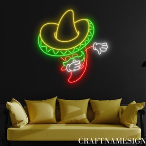 Cinco De Mayo Chilli Pepper Neon Sign, Pepper Led Sign, Custom Neon Sign, Spicy Food Restaurant Decor, Mexican Spicy Food Store Light Art