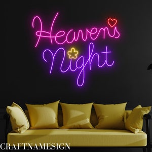 Heaven&#39;s Night Led Sign, Heaven&#39;s Night Neon Sign, Custom Neon Sign, Wedding Party Wall Decor, Anniversary Wall Art, Engagement Sign