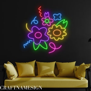 Colorful Floral Neon Sign, Flower Shop Neon Sign, Custom Neon Sign, Flower Florist Store Wall Decor, Flower Shop Wall Art, Flower Lover Gift
