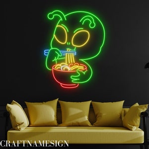 Alien Ramen Neon Sign, Japanese Ramen Led Sign, Custom Neon Sign, Japanese Ramen Restaurant Decor, Noodles Store Art, Ramen Lover Gifts