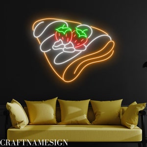 Strawberry Crepe Cake Neon Sign, Crepe Cake Led Sign, Custom Neon Sign, Cake Store Wall Decor, French Crepe Shop Sign, French Bakery Sign