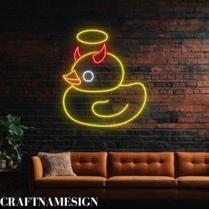 Duck Angel Devil Neon Sign, Baby Duck Led Sign, Custom Neon Sign, Gifts For Kids, Duck Lover Gifts, Duck Farm Art, Kids Room Decor