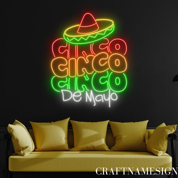 Cinco De Mayo Neon Sign, Mexican Fiesta Led Sign, Custom Neon Sign, Mexico Restaurant Neon Decor, Mexican Festival Bar Pub Wall Led Light
