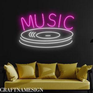 Music Record Player Neon Sign, Vinyl Record Led Sign, Custom Neon Sign, Record Player Shop Decor, 90s Music Club Light, Music Studio Art