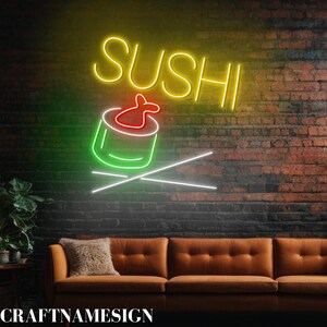 Insegna al neon della cucina di sushi giapponese, insegna al neon giapponese, insegna al neon personalizzata, arredamento del ristorante di sushi giapponese, arte della parete del negozio di sushi
