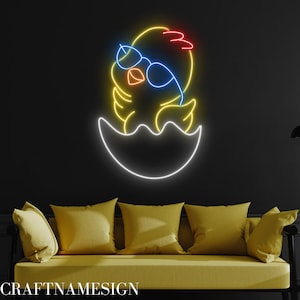 Cute Baby Chicken Neon Sign, Cute Chicken Led Sign, Custom Neon Sign, Fried Chicken Restaurant Light, Chicken Lover Gifts, Farmhouse Decor