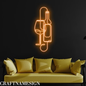 Wine Glass Bottle Led Sign, Wine Addicted Neon Sign, Custom Neon Sign, Wine Bar Pub Wall Decor, Wine Lover Gift, Wine Store Wall Art Light