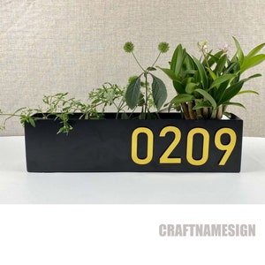 Custom Succulents Planter House Number Sign, Long Lasting Modern Handmade Address Planter Box, Weather Resistant Steel Address Planter