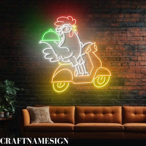 Rooster Delivery Neon Sign, Chicken Delivery Led Sign, Custom Neon Sign, Chicken Restaurant Light, Fried Chicken Lover Gifts, Kid Gift
