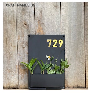 Custom Succulents Planter House Number Sign, Long Lasting Modern Handmade Address Planter Box, Weather Resistant Steel Address Planter
