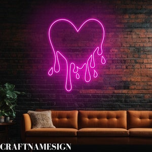 Insegna al neon con cuore gocciolante, decorazione da parete per festa di matrimonio, proposta di fidanzamento e insegna LED per matrimonio, insegna al neon personalizzata, decorazione per San Valentino