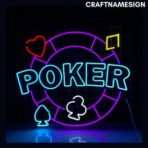 Playing Poker Card Neon Sign, Poker Card Led Sign, Custom Neon Sign, Poker Card Casino Decor, Gambling Room Light, Game Club Wall Decor