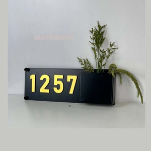 Custom Succulents Planter House Number Sign, Long Lasting Modern Handmade Address Planter Box, Weather Resistant Steel Address Planter