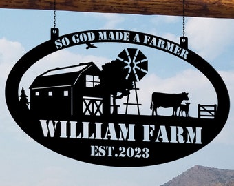 Personalized Outdoor Metal Farm Sign, Metal Name Sign Outdoor, Custom Metal Farm Sign, Farmhouse Decor, Farmer Gift (Included the chain)