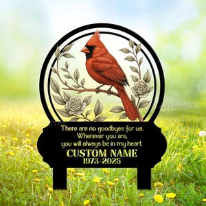 Custom Metal Cardinal Memorial Garden Stake, In Loving Memory Bird Sign, Personalized Outdoor Stake Metal Yard Art, Loss of Loved One Marker