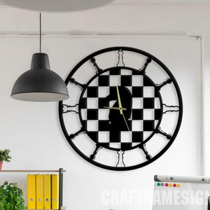 Chess Metal Wall Clock, Wall Clock Unique for Home Decor and Wall Arts, Personalized Chessboard Wall Clocks For Chess Club Decor