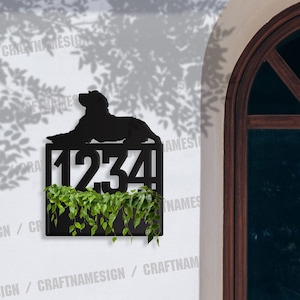 Custom Dog Succulents Planter House Number Sign, Pet Planter Address Plaque, Address Planter Box, Weather Resistant Steel Address Planter