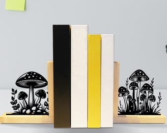 Sujetalibros de madera con forma de seta, soporte para libros con temática de bosque para decorar el rincón de lectura, regalo ideal para amantes de la lectura y la naturaleza.