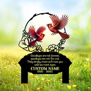 Personalized Cardinal Memorial Metal Stake, Remembrance Garden Decor, Custom Bird Grave Marker, Sympathy Gift, Memorial Plaque with Stake