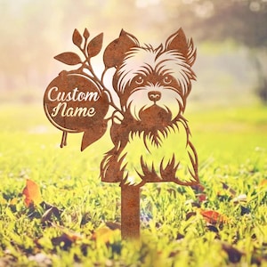Custom Yorkshire Terrier Dog Metal Rusty Stake Yard Decor, Outdoor Garden Stakes, Rustic Metal Yard Art, Yorkshire Terrier Rusted Stake Sign